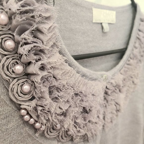 Carolyn Taylor gray button up sweater...size large - Picture 2 of 6